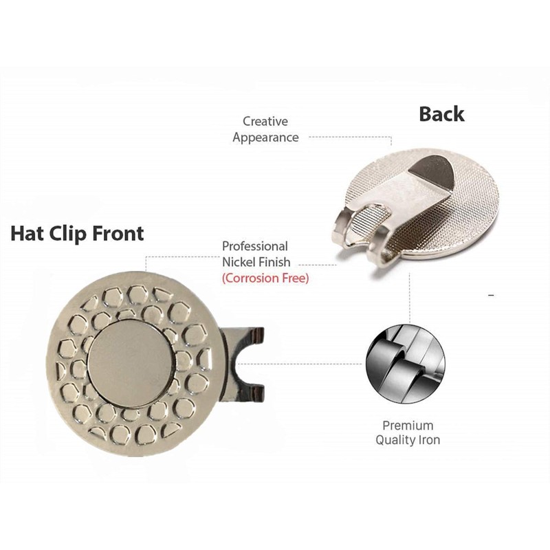 Golf Marker Clip Alloy Strong Magnetic Base with Hat Clip