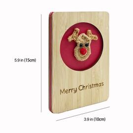 Wooden Christmas Greeting Card,Handmade Wodden Christmas Card with Knitted Pattern,Merry Christmas Card For Friends & Family