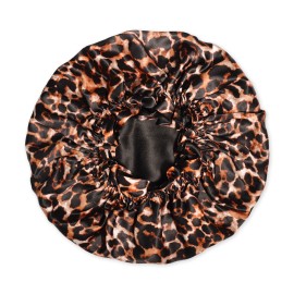 Handmade 100% Mulberry Silk Reversible Bonnet Stretch to Fit– Handmade USA - Leopard