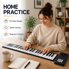 88-Key Roll Up Piano Keyboard for Home Practice – Portable Silicone Electronic Piano for Beginners