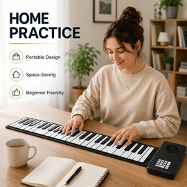 88-Key Roll Up Piano Keyboard for Home Practice – Portable Silicone Electronic Piano for Beginners