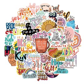 50PCS Inspirational Words Stickers, Positive Motivational Quotes Stickers Packs for Laptops Skateboards Teaching Rewards, Vinyl Waterproof Decals for Teens Adults