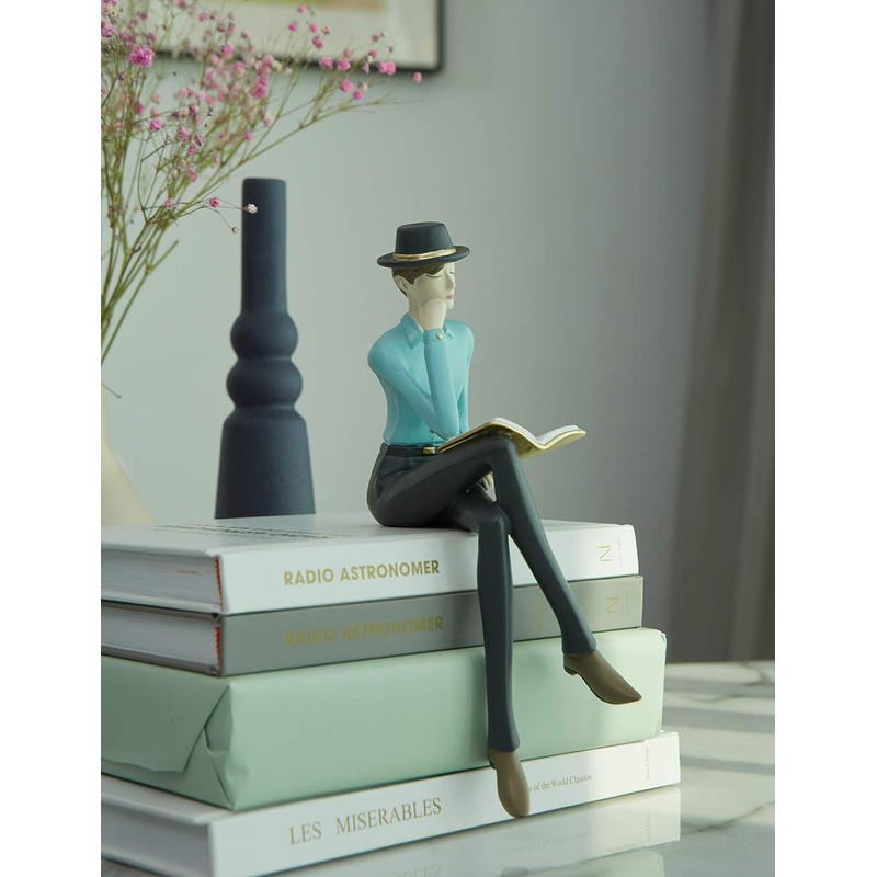 HAUCOZE Modern Home Decor Sculpture Reading Man Figurine Statue Table
