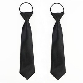 ericotry 2PCS Pre-tied Child Necktie Adjustable Skinny Neck Strap Ties Clip-On Neckties for Graduation School Uniforms (Black)