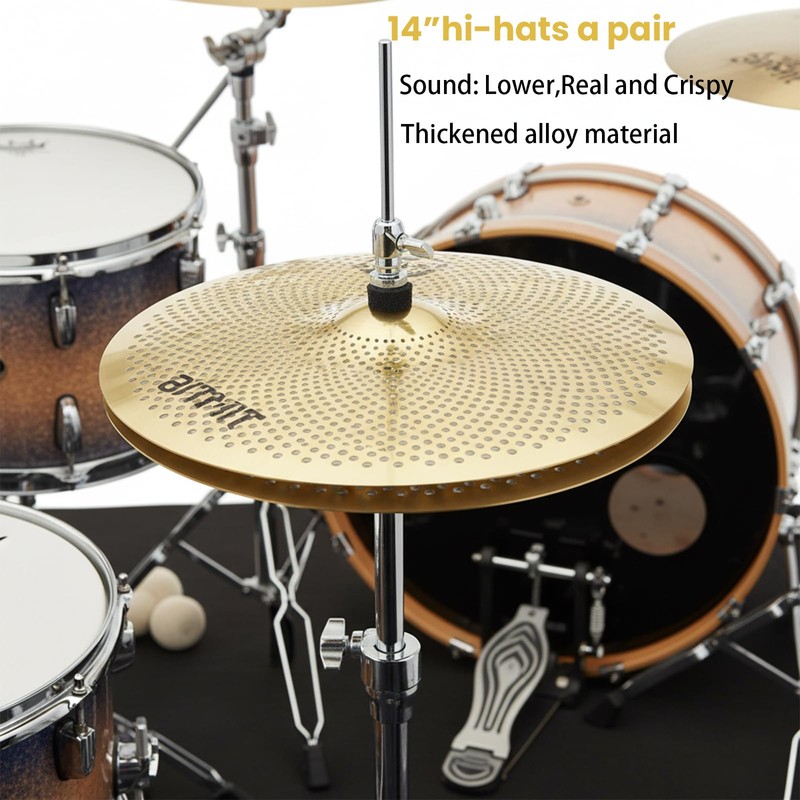 Low Volume Cymbal Pack,5 Pieces Set -14" Hi-Hats, 16" Crash,