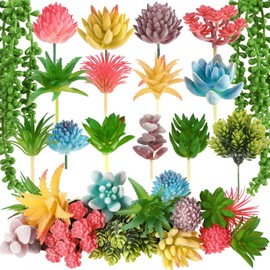 Augshy 16 Pack Artificial Succulents Fake Succulents Hanging String of Pearls Mini Artificial Succulent Plants for Indoor and Outdoor Office Home Garden Wedding Decoration