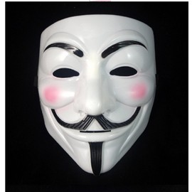 Inception Pro Infinite Mask color white of Carnival Woman and Man with the face of V for Vendetta Guy Fawkes movie Famous Anonymous - Hllw