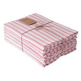 Candy Cottons Cloth Napkins Pk of 6 |Spring Easter Basket Decor Christmas Washable Cotton Dinner Cloth Napkins|Pink & White French Stripes 18x18 in Kitchen Party Hotel BBQ Restaurant Dinner Napkins