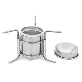 Famgee Portable Outdoor Mini Stainless Steel Ultralight Liquid Alcohol Stove Burner Furnace with Rack Support Stand for Backpacking Picnic Hiking Camping Survival