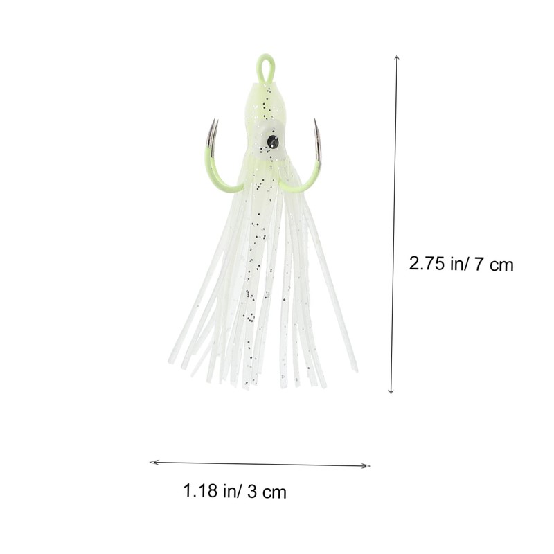 Mipcase 4pcs Luminous Octopus Fishing Hooks Night Light Squid Bait