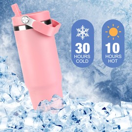 Skywerc 30 oz Tumbler with Handle and Flip Straw, Triple-Wall Vacuum Insulated Water Bottle, Leakproof Reusable Travel Mug for Home, Outdoors, Fit in Car Cup Holder, Cold for 30 Hrs(Forest Bear)