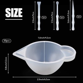 23 Pieces Silicone Mould Cup Dispensers Mini Measuring Cup Resin Mixing Bowls with Rubber Spoon Glue Stick Small Scraper Color Modulation Tools Kit for DIY Epoxy Resin Craft