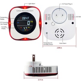 Carbon Monoxide Detectors, KH Alert 3-in-1 Travel CO Detector Humidity Temperature Meter, Portable Carbon Monoxide Detector with Sound and Light Alarm, Mini CO Gas Monitor for Home/Kitchen(2 Packs)