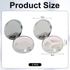 Pack of 2 Metal Small Pill Box Round Small On the Go Pill Box Metal Tablet Box for Daily Use, Box for Vitamins Fish Oil Dietary Supplement for Daily and Travel