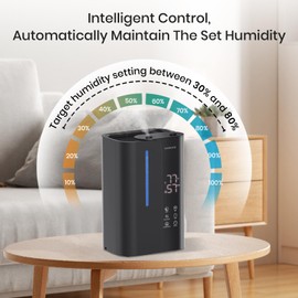 OGACFO 5L Cool Mist Humidifiers for Bedroom Large Room, Top Fill Ultrasonic Smart Air Humidifier for Baby & Plants with Essential Oil Diffuser, 50H Runtime 28 dB Quiet Baby Humidifier