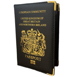 Wish Beauty,The Royal Elegance UK Passport Cover Holders | Protector | Black | British | Wallet Brexit Travel Organiser,14cm