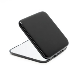 Compact Mirror for Purse, Metal Square Shell, Double-Sided 1X/2X Magnifying, Portable Travel Makeup Mirror, Mini Pocket Mirror, Black, 1 Pack