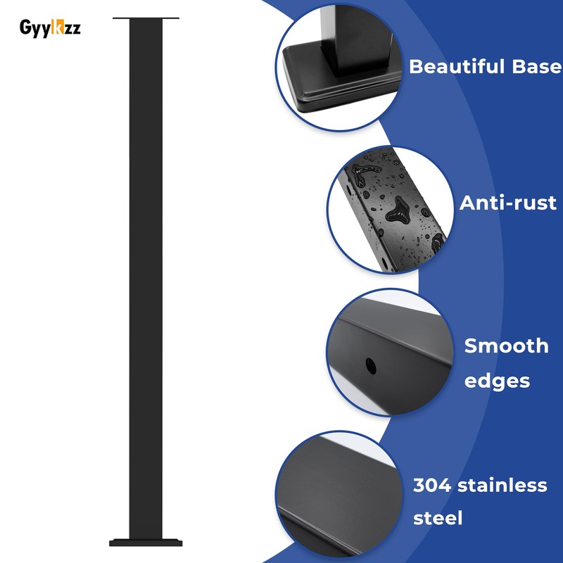 Gyykzz Cable Railing Post 36" (Post 35"x2"x2"), Fixed Top Mount