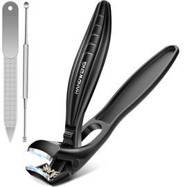 Toenail Clippers for Seniors Thick Toenails, Mens Stocking Stuffers 2025 Angled Head Large Toe Nail Clippers for Men with Catcher, Heavy Duty Sharp Fingernail Clipper with Long Handle, Wide Jaw