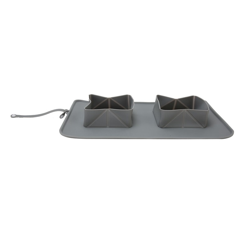Silicone Double Bowl Dog Mat Foldable Anti Slip Pet Food