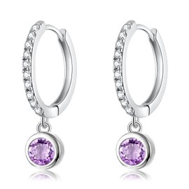 CiNily Small Dangle Hoop Earrings for Women Girls,14K White Gold Mini Huggie Hoop Earrings Hypoallergenic Diamond Drop Earrings Dainty Cute Cubic Zirconia Dangle Hoops Jewelry Gifts, Cubic Zirconia, created zircon gemstone