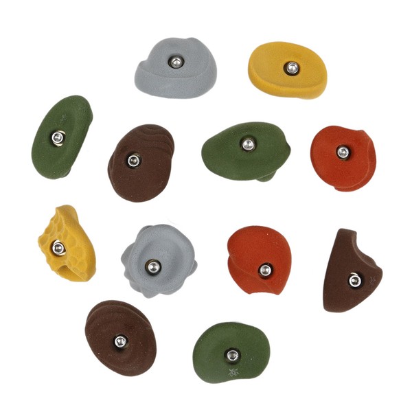 Atomik Rock Climbing Holds Set of 12 Large Classic Jugs in Assorted Earth Tones