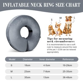 YZROHYI Inflatable Collar Dog Protective Collar, Dog Collar Leak Protection, Cat Collar, Adjustable Collar for Dogs After Surgery, Recovery Collar Soft Collar for Puppies S