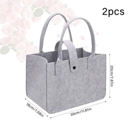 Xmart Pack of 2 Felt Bags 30 x 20 x 18 cm Felt Bags Shopper Robust and Durable Felt Bag Small Foldable Felt Bags Suitable for Picnics Shopping Travel and Work (Grey and Black)