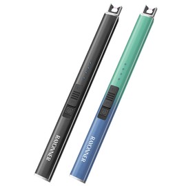 RAYONNER Rechargeable Electric Candle Lighter Windproof Plasma Arc Lighter for Deep Jars, BBQ Camping Flameless Fire Starter Christmas Stocking Stuffers Gift (Black+Green/Blue Gradient)