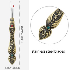 Vintage Sewing Seam Ripper, Ergonomic Thread Remover for Sewing Crafting Removing Embroidery Hems and Seams (B-Bronze)