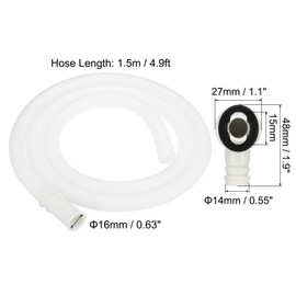 PATIKIL 4.9 ft Drain Hose Set for Air Conditioners, Universal Emptying Connection Drain Hose with Clamp for Mini Split Window Air Conditioning Dishwasher Tap White