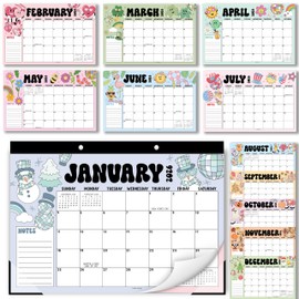 Hadley Designs Large Desk Calendar 2026-2027 - Monthly Teacher Desk Calendars 2026-2027 Desktop Calendar 2026, 18 Month 2026 Desktop Calendars, Cute Retro Classroom Decor Teacher Must Haves
