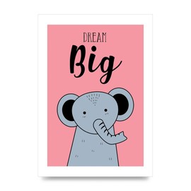 Lithobee - Nursery Dream Big - Printed Wall Art Design in Sizes A2, A3 & A4 Framed in a Stylish Quality Coloured Frame or Unframed (A3 Unframed)