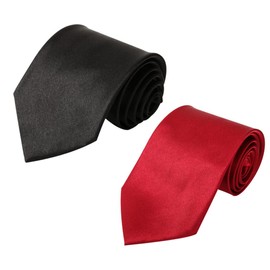 Men's Tie, 2 Packs Solid Color Neckties, Classic Formal Business Necktie, for Men Business Wedding, 8cm Slim Ties, Black Red, Solid Color Tie Formal Necktie for Men