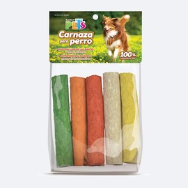 Fancy Pets Palitos Huecos de Carnaza de Colores para Perros 125 x 22 mm 5 Piezas