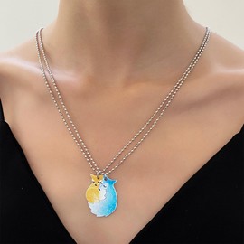 MIFYNN - 2 collares de pareja para él y ella a juego para parejas, collar con colgante de gato de zorro, collar de promesa de amor para mejores amigos, collar de aniversario, día de San Valentín