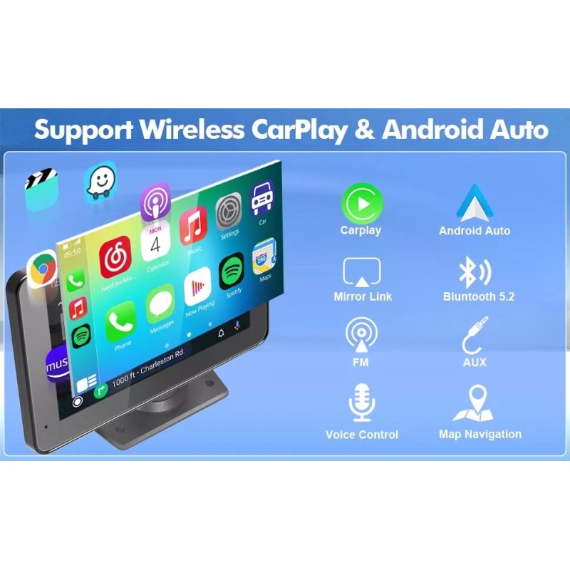 [Hieha] 2024 Newest Wireless Portable Apple CarPlay Android Auto, CarPlay