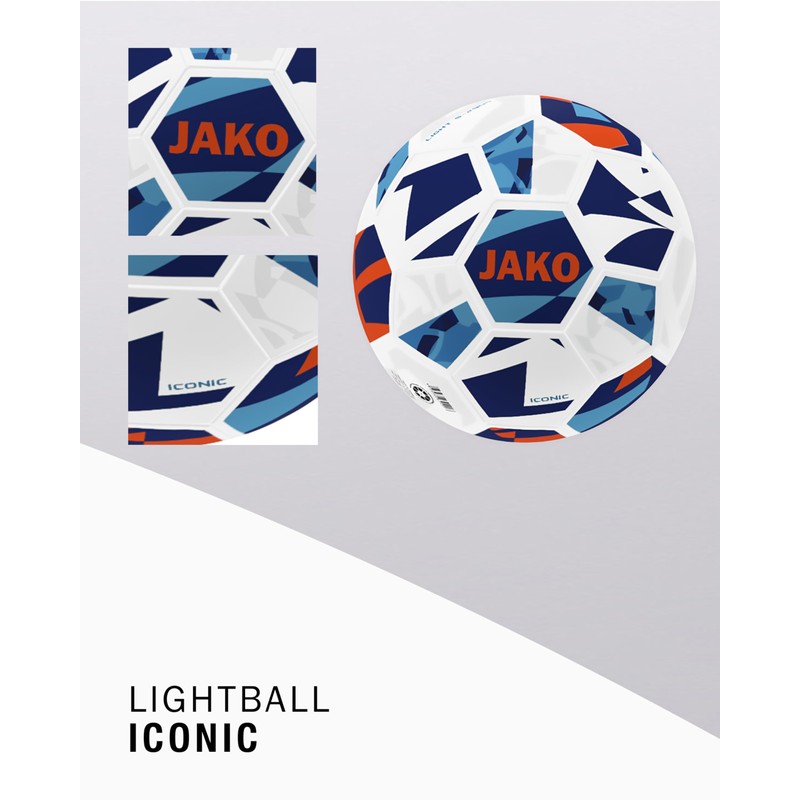 JAKO Lightball Iconic, white/navy/neon orange, 4 (290 g)