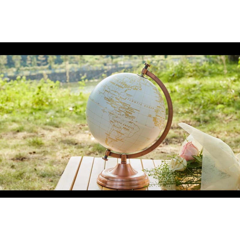 TOPGLOBE 20cm Globe Golden and White Colour Metallic - Wedding