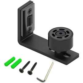 CCJH Sliding Barn Door Floor Guide Adjustable Wall Mount Flush Bottom Door Guides 1Pack Black