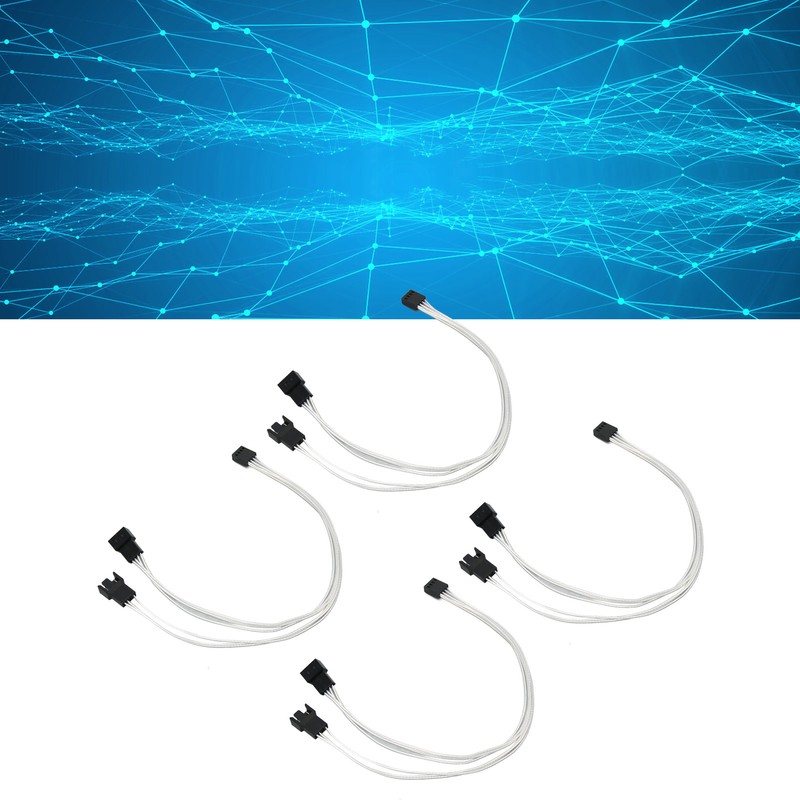 4pcs PWM Fan Extension Cable 4 Pin Silver Coated Copper
