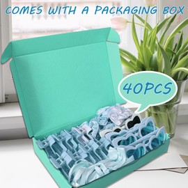 40pcs Bridesmaid Scrunchies Proposal Gift Set with Scrunchies Hair Claw Bachelorette Bow Clip Heart Shaped Sunglasses Organza Bags for Wedding Party Favors Gift (Blue)