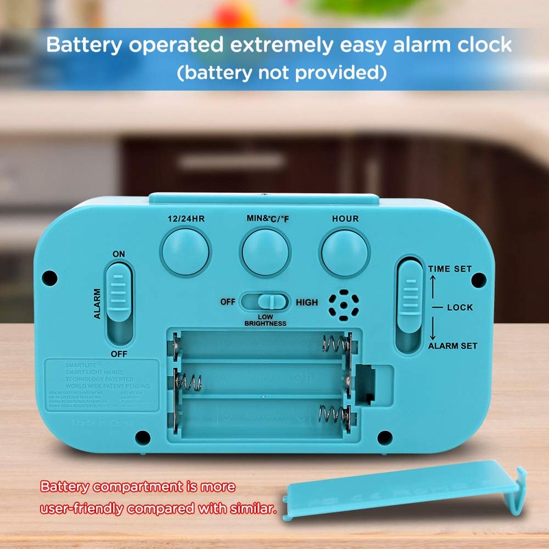 Peakeep Night Light Digital Alarm Clock Battery Operated with Indoor