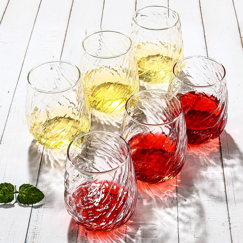 Stemless Wine Glasses Set of 12, 17 oz Red White