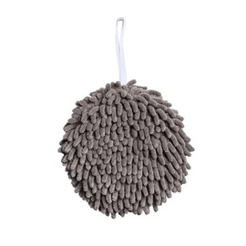 MIXNEX Fuzzy Ball Hand Towel - Chenille Grey Small Hand Towels with Convenient Wall Hook - Soft, Quick-Drying and Cute Hand Towels for Bathroom - Kitchen Hand Towels Decorative Set -1 Pack, Grey