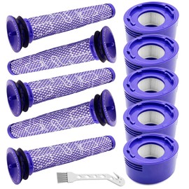 10 Pack Replacement Vacuum Filters Compatible with Dyson V7, V8 Cordless Vacuums - 5 Pre-Filters, 5 Post-Filters