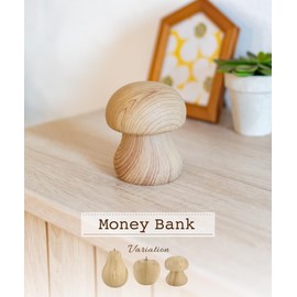 [High-quality Ceramic × Wood Grain Interior] Piggy Bank Money Bank Wood Grain Ceramic Paperweight Object Interior Nordic Modern Natural MoneyBank Mushroom Kinoko