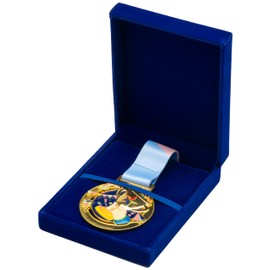COWFEX Single Medal Display Storage Box for Runners, All Sports Winners, Military Awards (Blue)