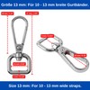 Snap Hook with Screw Clasp, 6 Pieces, 13 mm D-Ring