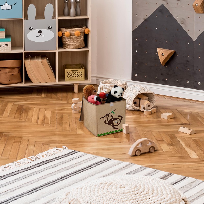 Relaxdays Storage Box Monkey Design Fabric Box for Children Foldable